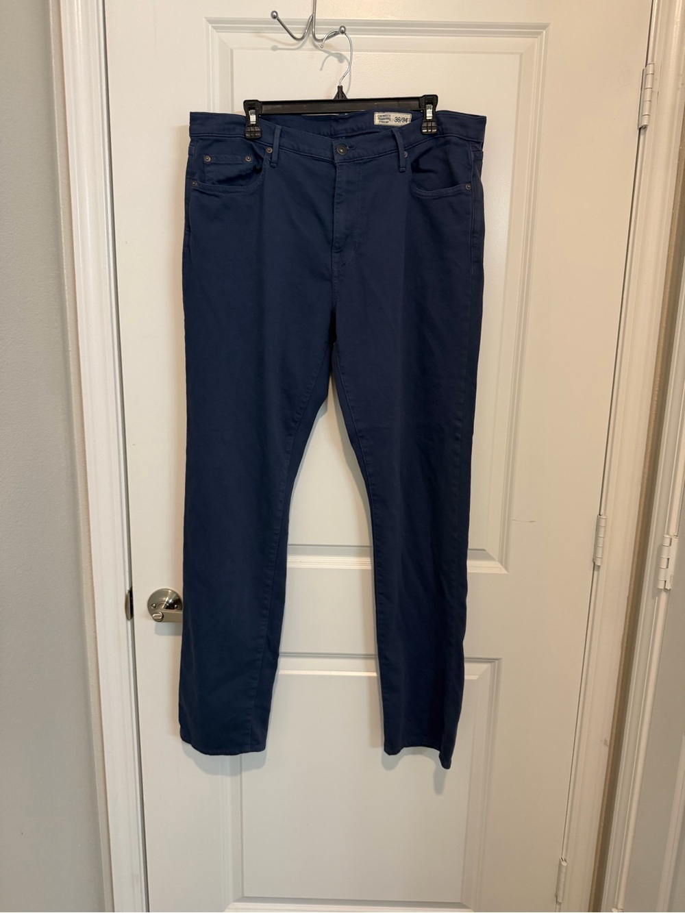 Men’s Navy Blue Straight Leg Stretch Chino 36x34 Classic Minimalist Casual NWOT